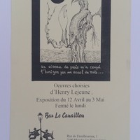 Affiche pour l'exposition Henry Lejeune , au Bar Le Canaillou (Ecaussinnes) du 12 avril au 3 mai.